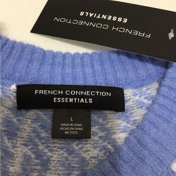 French Connection Essentials Ivory Fair Isle Sweater New Size Large - Picture 3 of 8